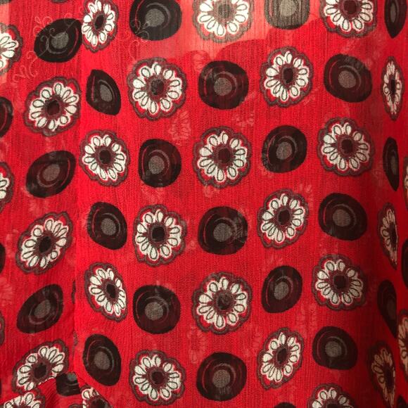 New with Tags Sam & Max Red Floral Mixed Media Print Sheer Coverup Top Small - Picture 11 of 13